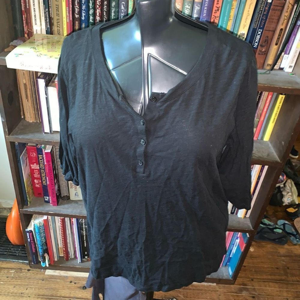 Z Supply black oversized L 1/4 button knit normcore tee